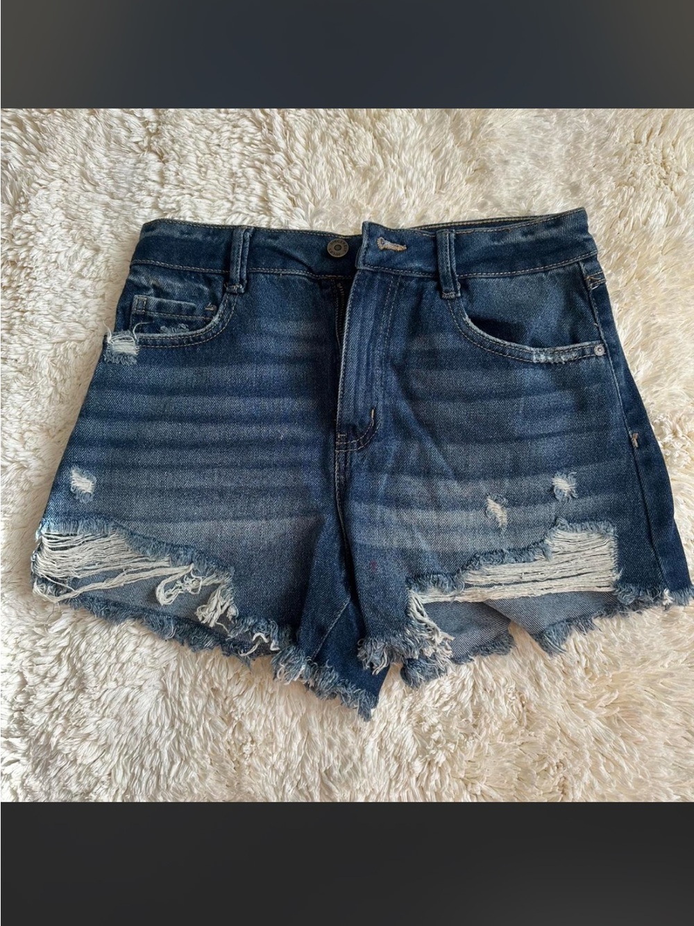 Dark Blue Distressed Denim Women’s Shorts